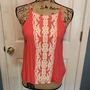 Pink top with lace in the front